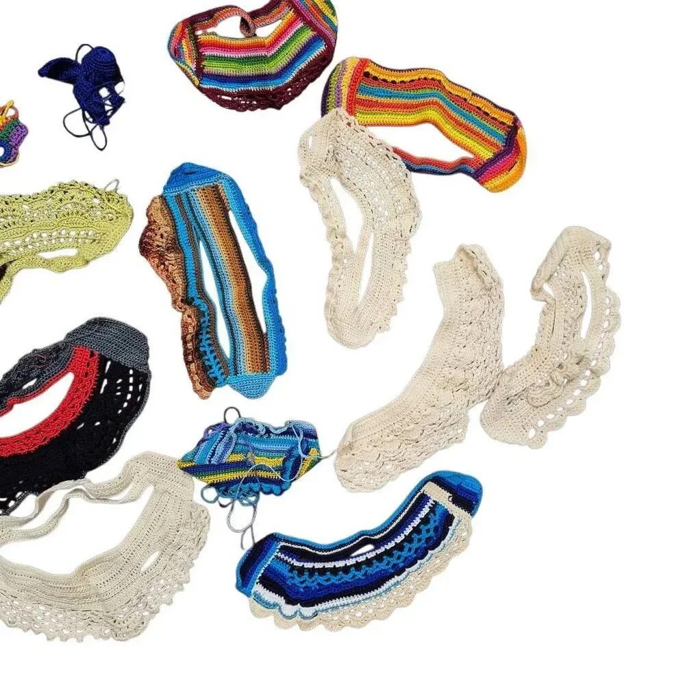 13 Vintage Handmade Crochet Collars Necklines Appliques
